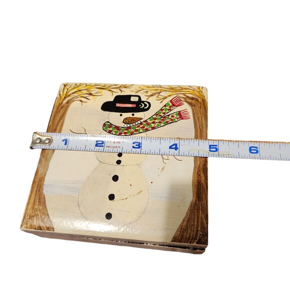 Hand Painted Snowman Coaster Set With Box By The Foreside Company - Picture 2 of 16